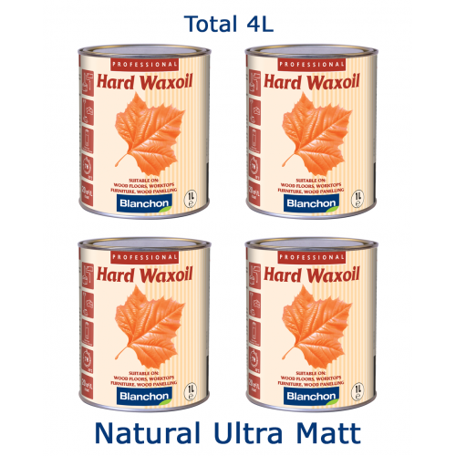 Blanchon HARD WAXOIL (hardwax) 4 ltr (four 1 ltr cans) NATURAL ULTRA MATT 05721374 (BL)